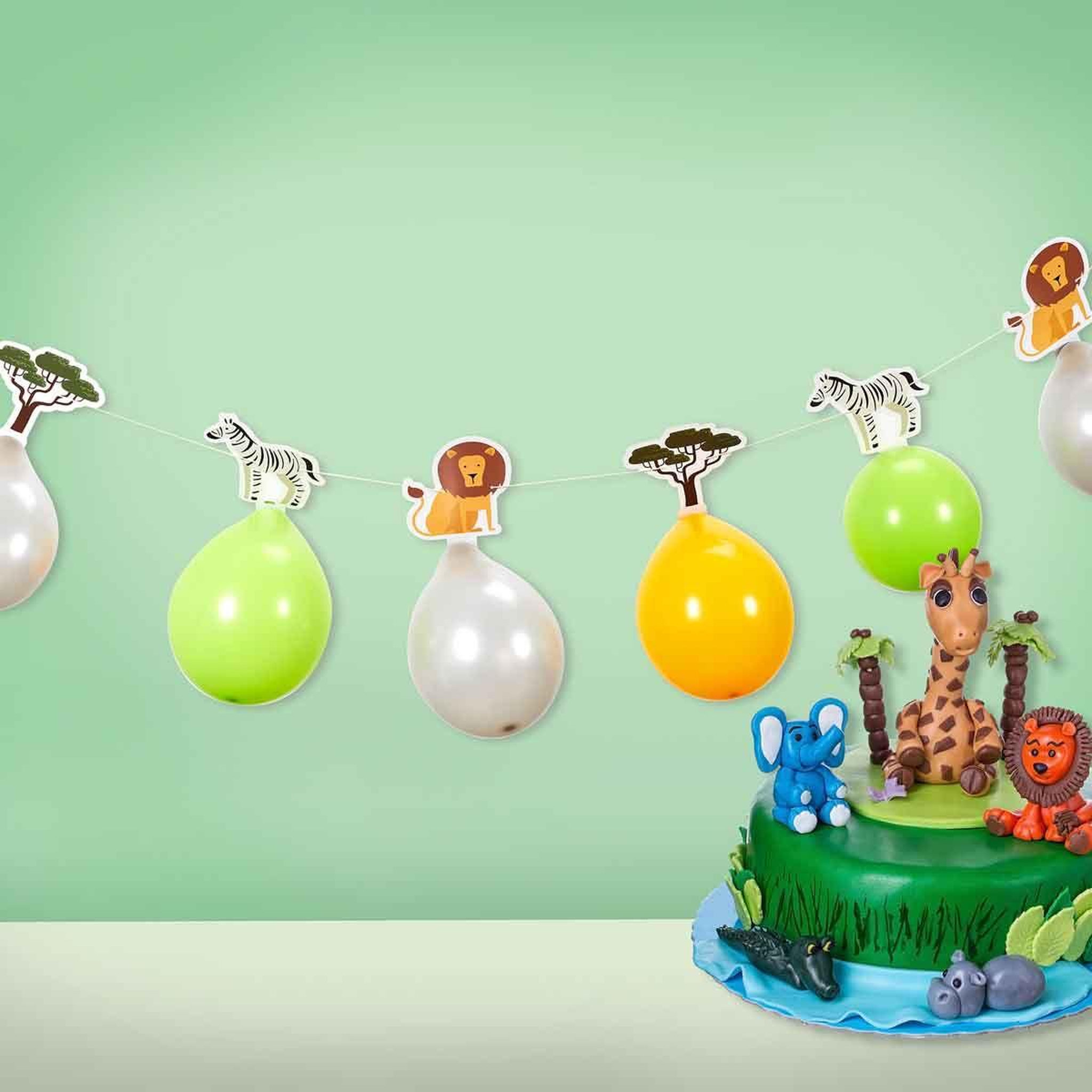Voir la diapositive 3 : PARTY TIME Guirlande 6 Ballons  Savane  300cm Multicolore