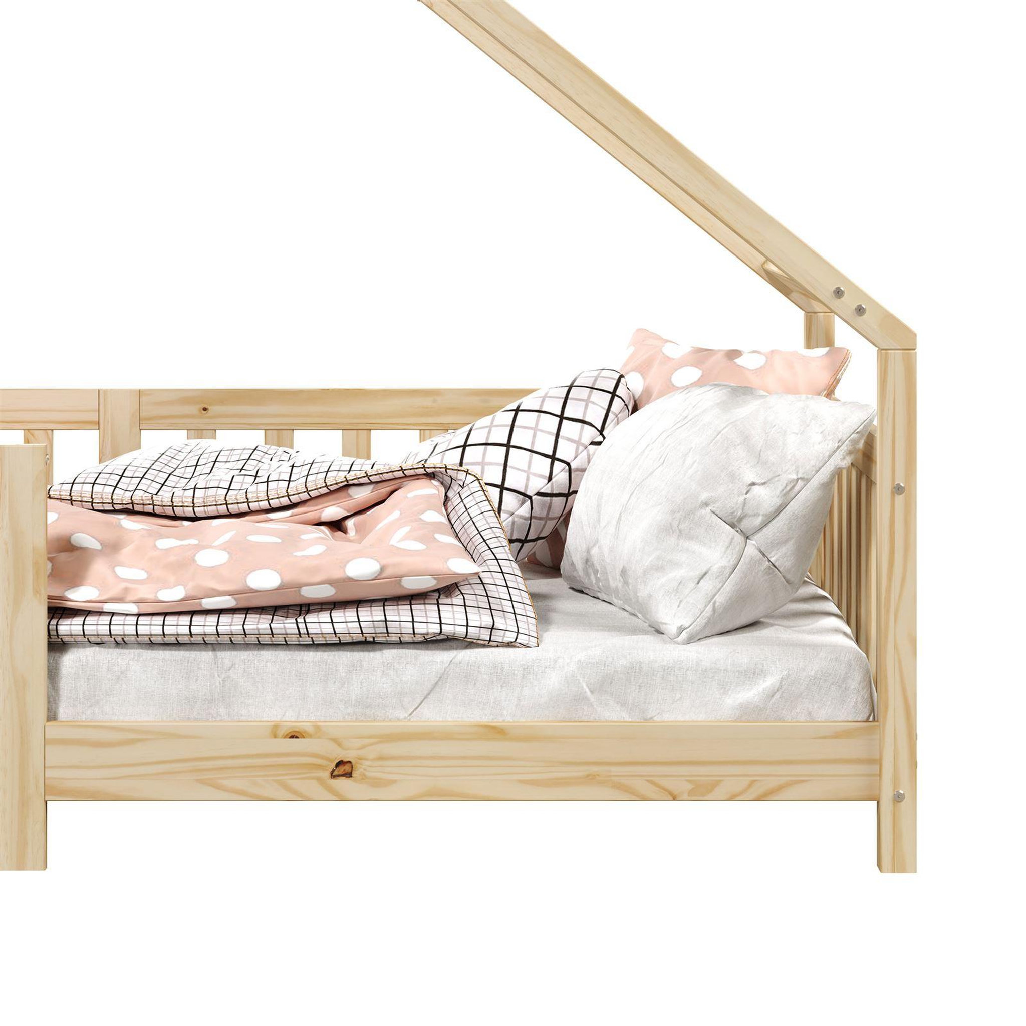 Voir la diapositive 6 : IDIMEX Lit cabane  asymétrique CORA 90 x 200 cm en pin massif