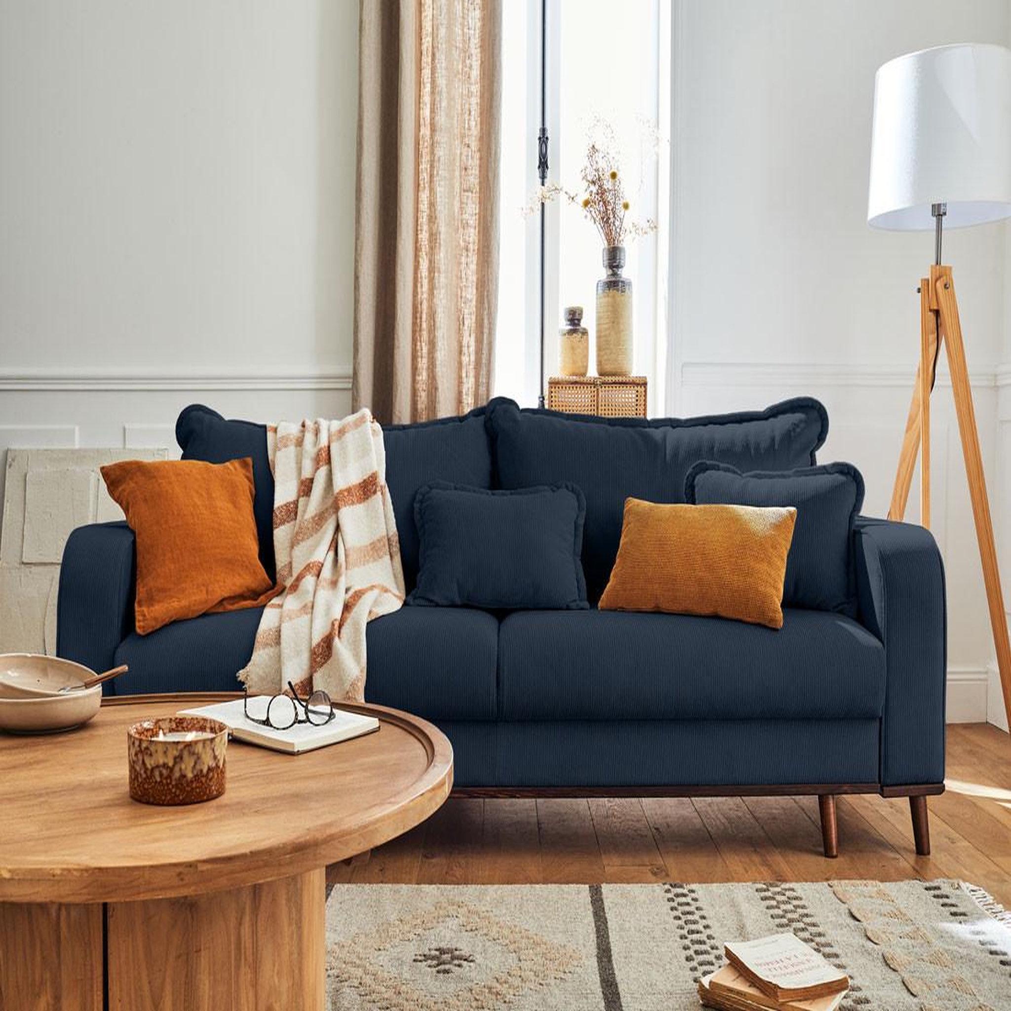 Voir la diapositive 6 : BEST MOBILIER Albane - canapé 3 places - convertible avec coffre - en velours côtelé