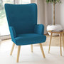 Voir la diapositive 2 : ID MARKET Fauteuil scandinave IVAR en tissu bleu canard