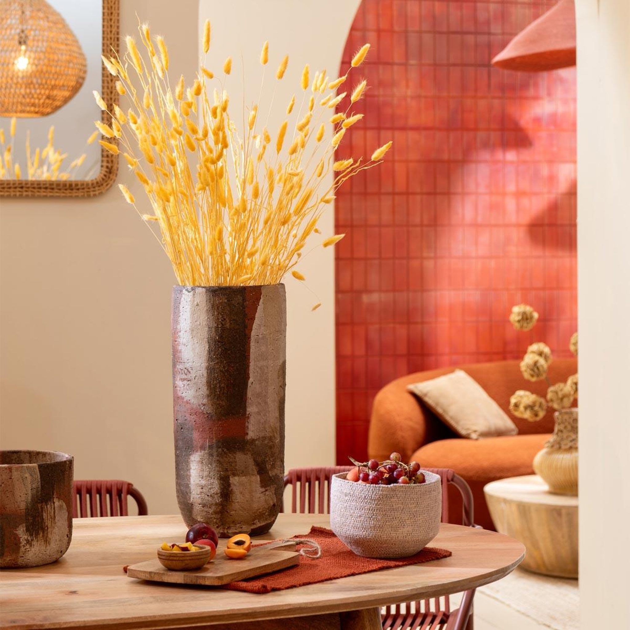 Voir la diapositive 3 : J-LINE Vase déco en terre cuite  miltos  50cm multicolore