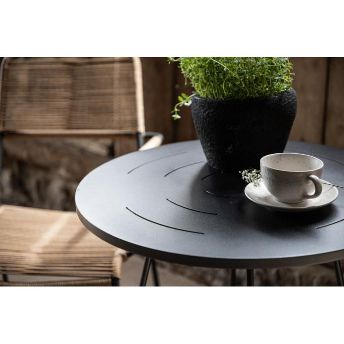 Paris Prix Table de Jardin en Métal  Bacong  74cm Noir