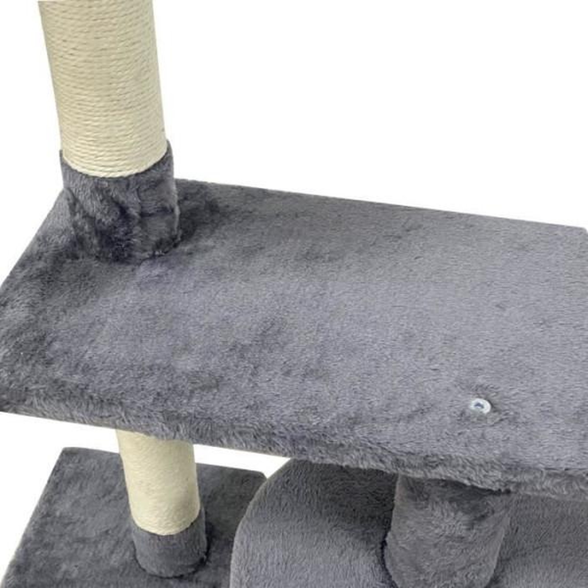Voir la diapositive 6 : MARKET24 JASPER Arbre a chat gris 40 x 40 x 114 cm -3 plateformes, 1 niche, poteaux a griffer