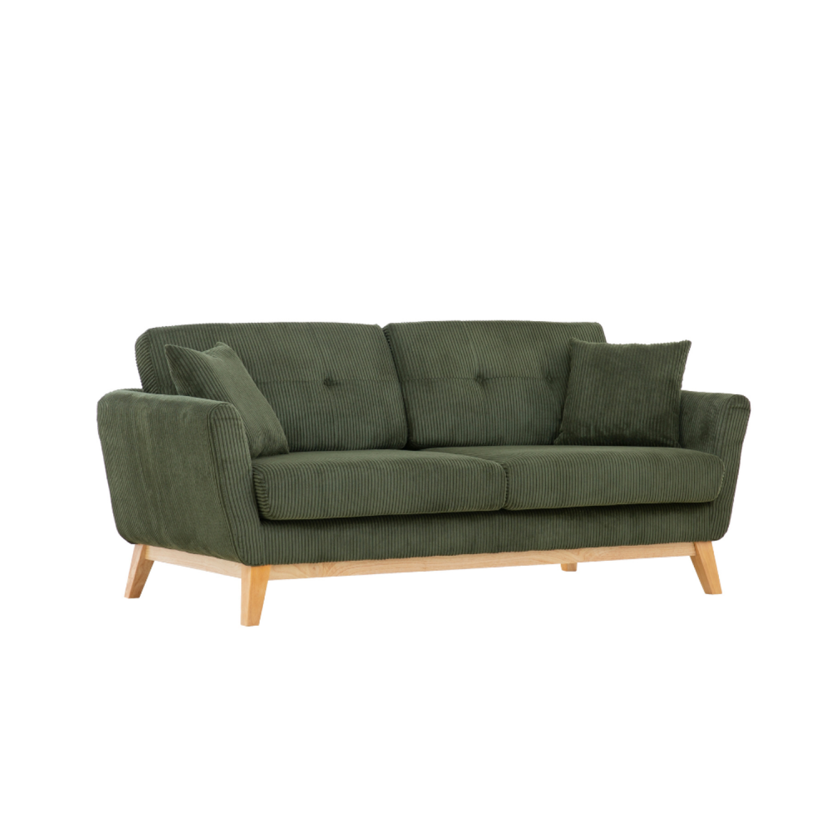 CONCEPT USINE Canapé scandinave 3 places en velours côtelé vert HOGA