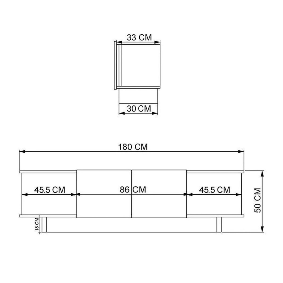CONCEPT USINE Meuble TV design avec placards aspect bois et beige 180cm BRONA