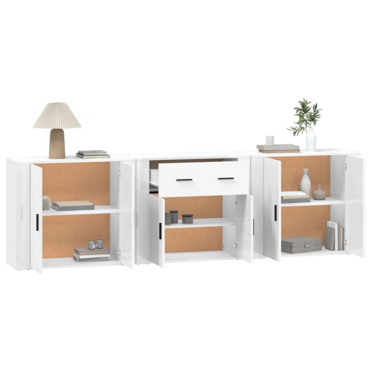 VIDAXL Buffets 3 pcs Blanc Bois d'ingenierie