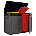 INTEC Cache Poubelles 2 portes Gris - Tri sélectif Extérieur - Abri Poubelle Design pour Terrasse et Jardin 1500L INTEC