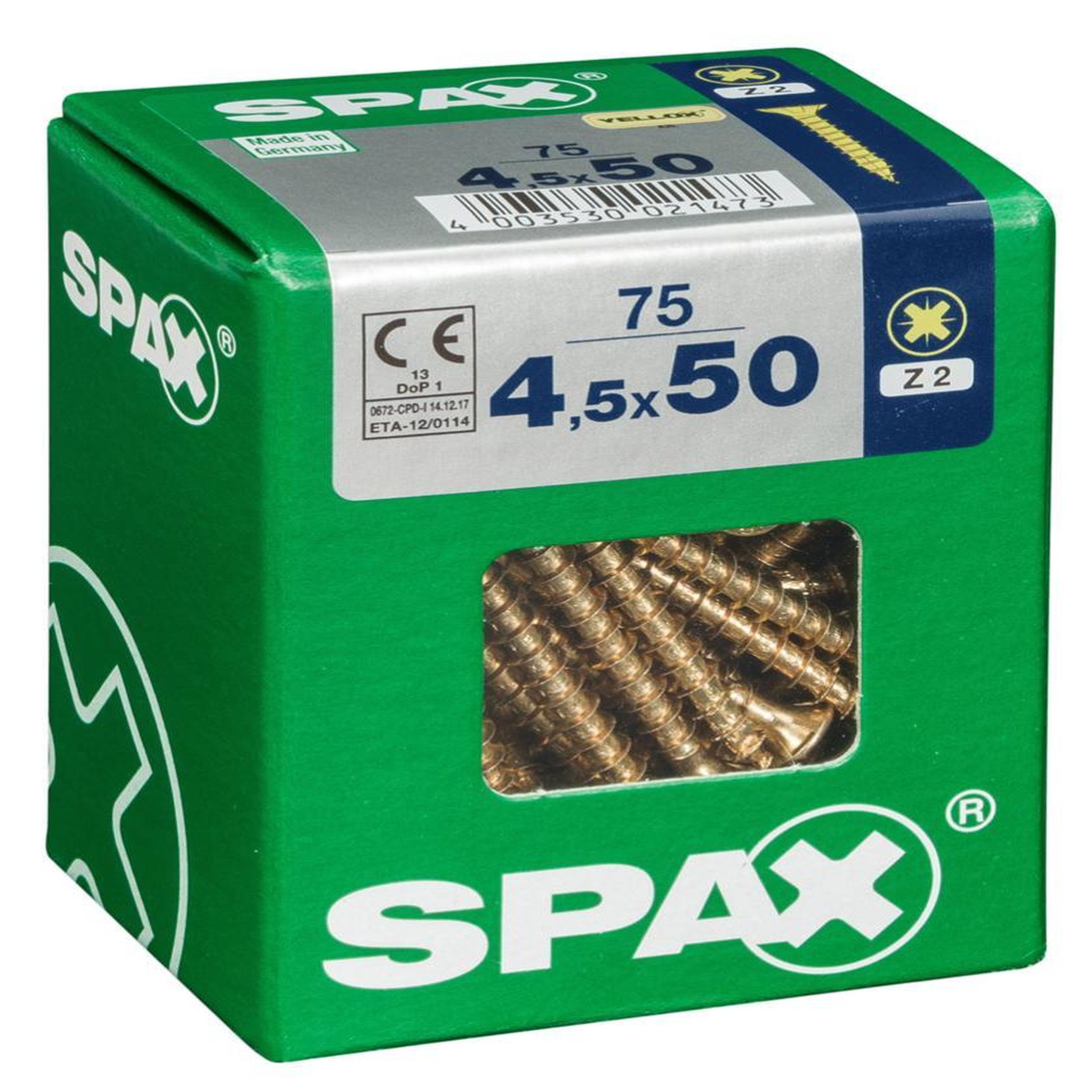CENTRALE BRICO Lot de 75 vis acier tête fraisée pozidriv SPAX, Diam.4.5 mm x L.50 mm