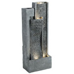 OUTSUNNY Fontaine de jardin cascade LED 3 niveaux avec jardinière gris