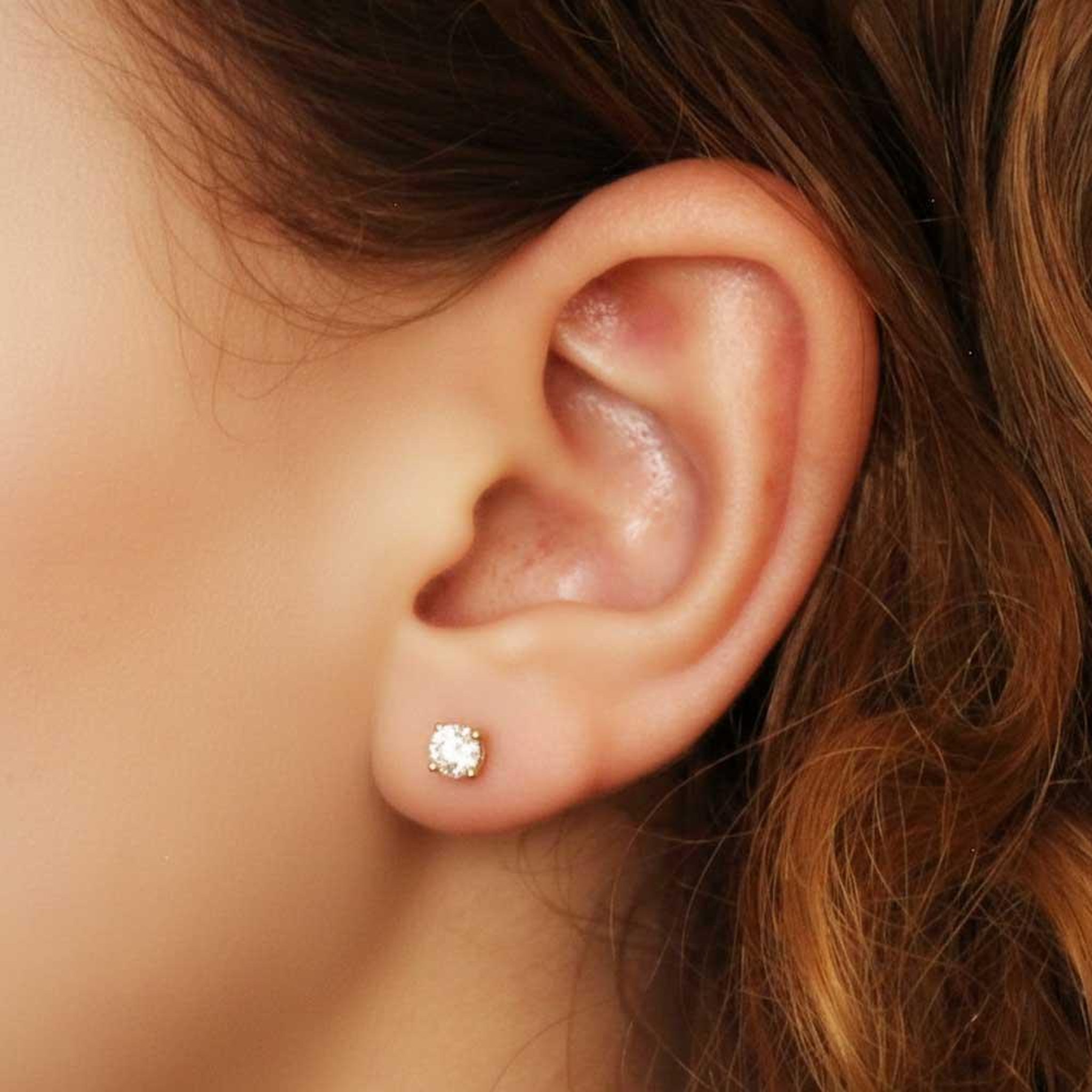 Voir la diapositive 3 : L'ATELIER D'AZUR Boucles d'Oreilles Or Jaune et Zirconiums Rond