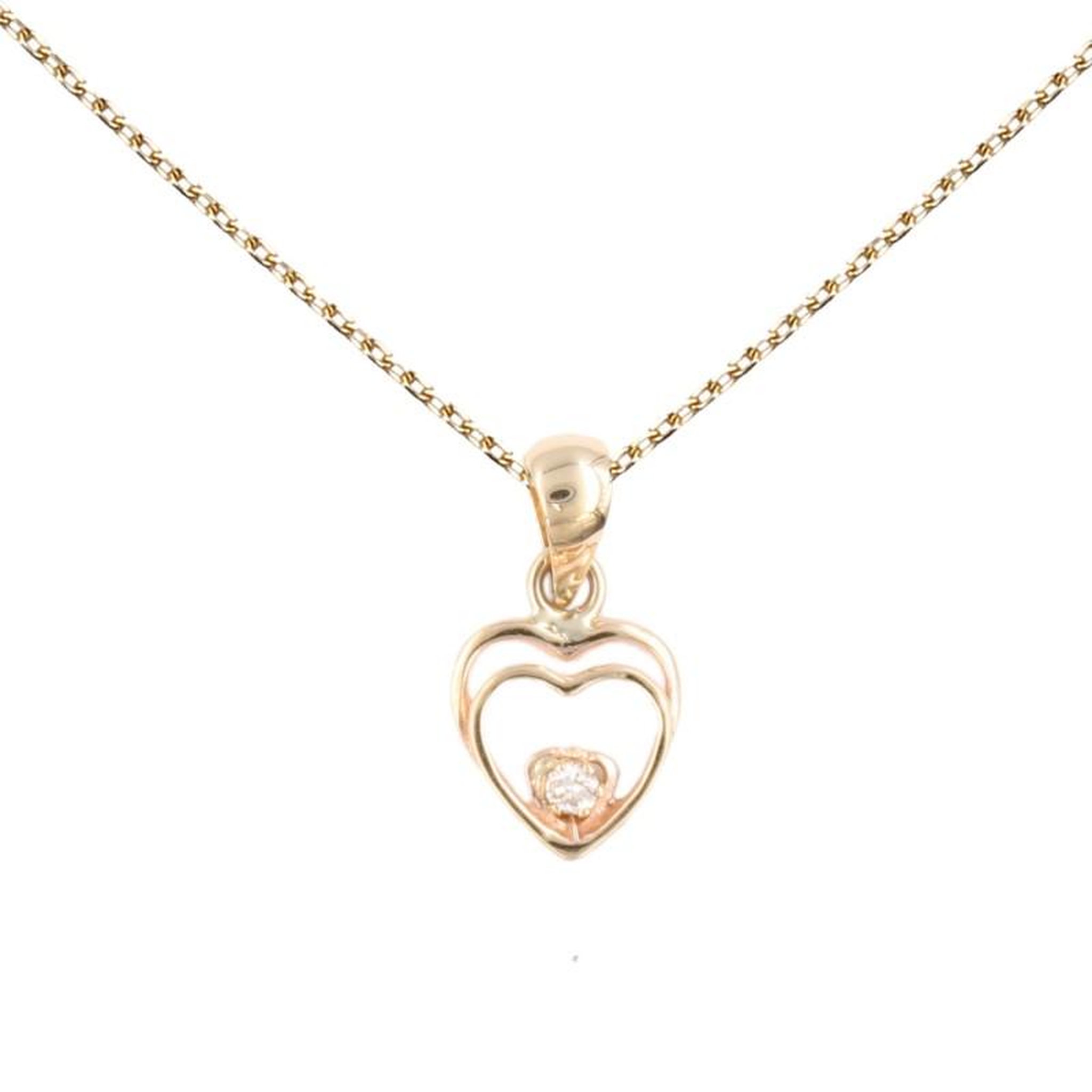Voir la diapositive 1 : L'ATELIER D'AZUR Collier - Pendentif Or et Diamant - Motif Coeurs - Chaîne Dorée Offerte