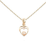 L'ATELIER D'AZUR Collier - Pendentif Or et Diamant - Motif Coeurs - Chaîne Dorée Offerte