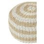 Voir la diapositive 2 : Paris Prix Pouf Rond à Rayure  Tissage  50cm Blanc & Naturel