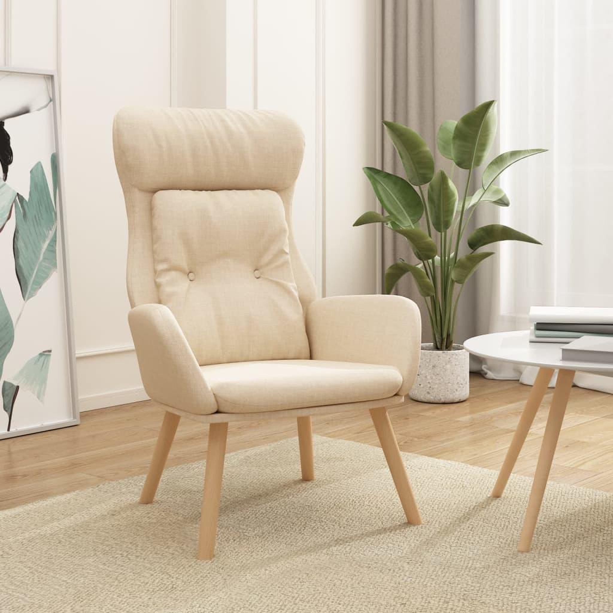 Voir la diapositive 1 : VIDAXL Chaise de relaxation Creme Tissu