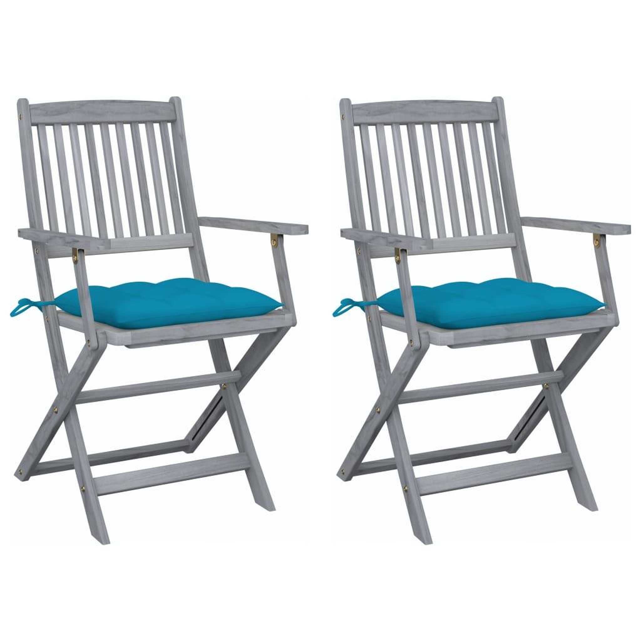 Voir la diapositive 1 : VIDAXL Chaises pliables d'exterieur lot de 2 et coussins Bois d'acacia