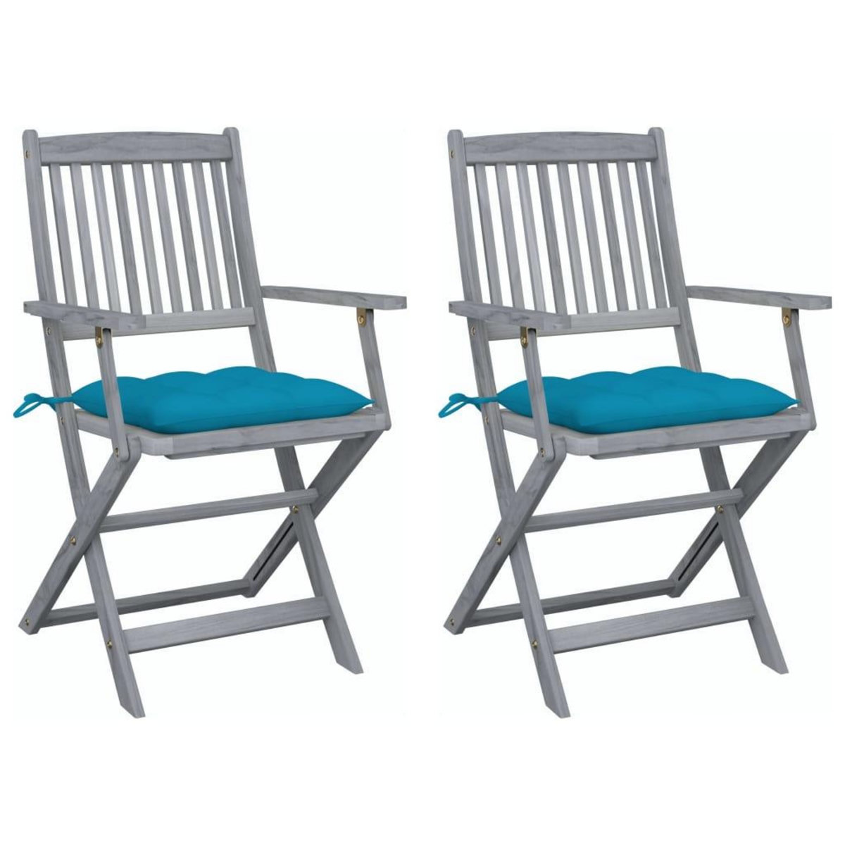 VIDAXL Chaises pliables d'exterieur lot de 2 et coussins Bois d'acacia
