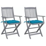 VIDAXL Chaises pliables d'exterieur lot de 2 et coussins Bois d'acacia