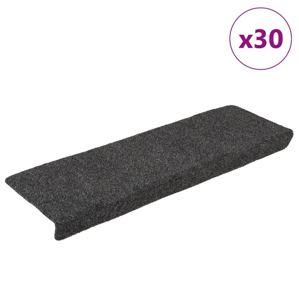 VIDAXL Tapis d'escalier autocollant 30 pcs anthracite 65x21x4 cm