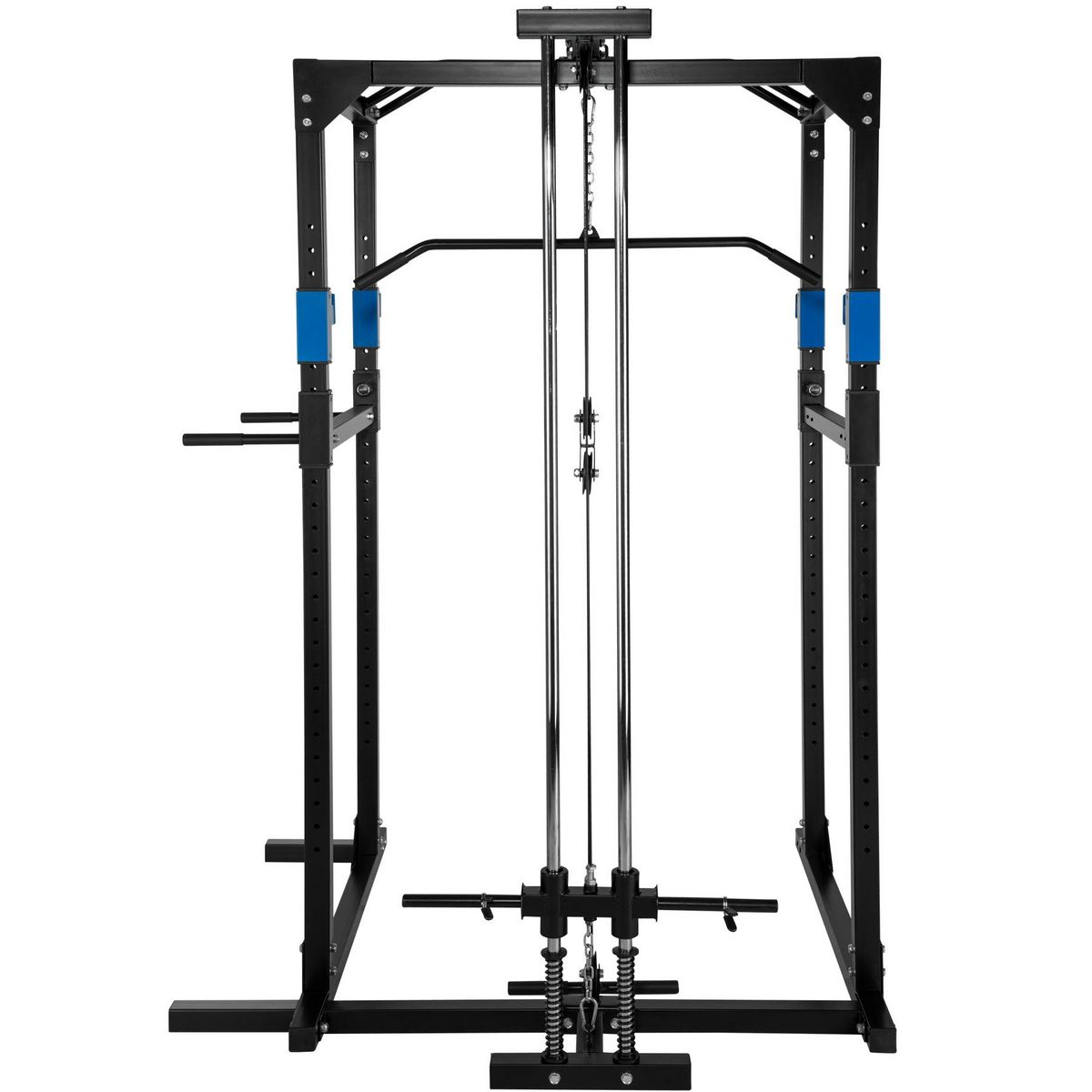 tectake Cage de musculation avec traction latissimus noir/bleu