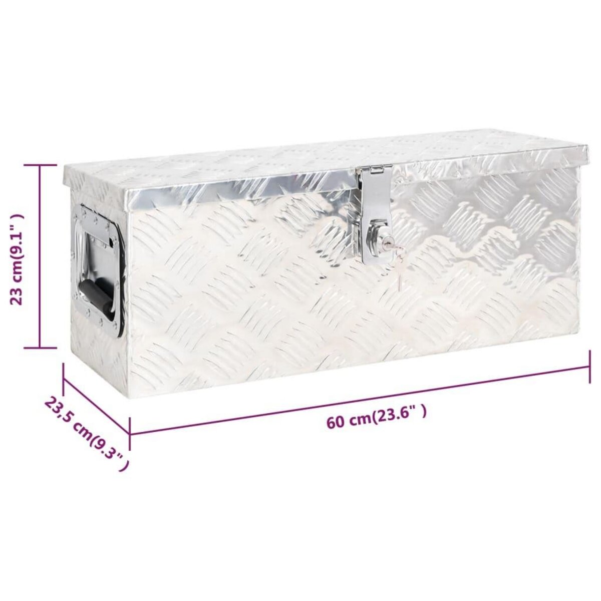 VIDAXL Boîte de rangement Argente 60x23,5x23 cm Aluminium