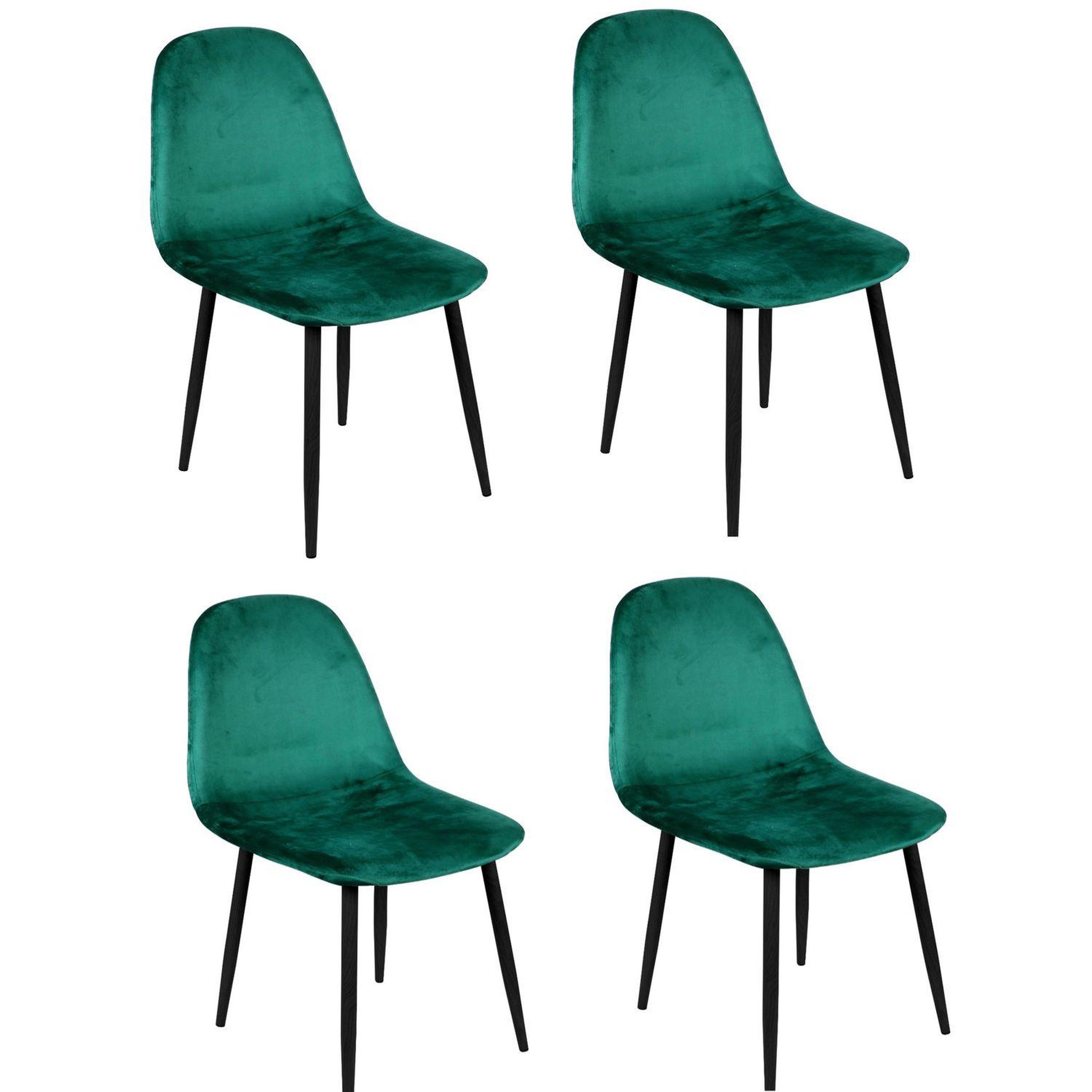 TOILINUX Lot de 4 chaises de table design velours inoui