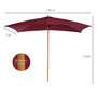 Voir la diapositive 3 : OUTSUNNY Parasol droit rectangulaire de jardin 2,95L x 2l x 2,55H m rouge bordeaux