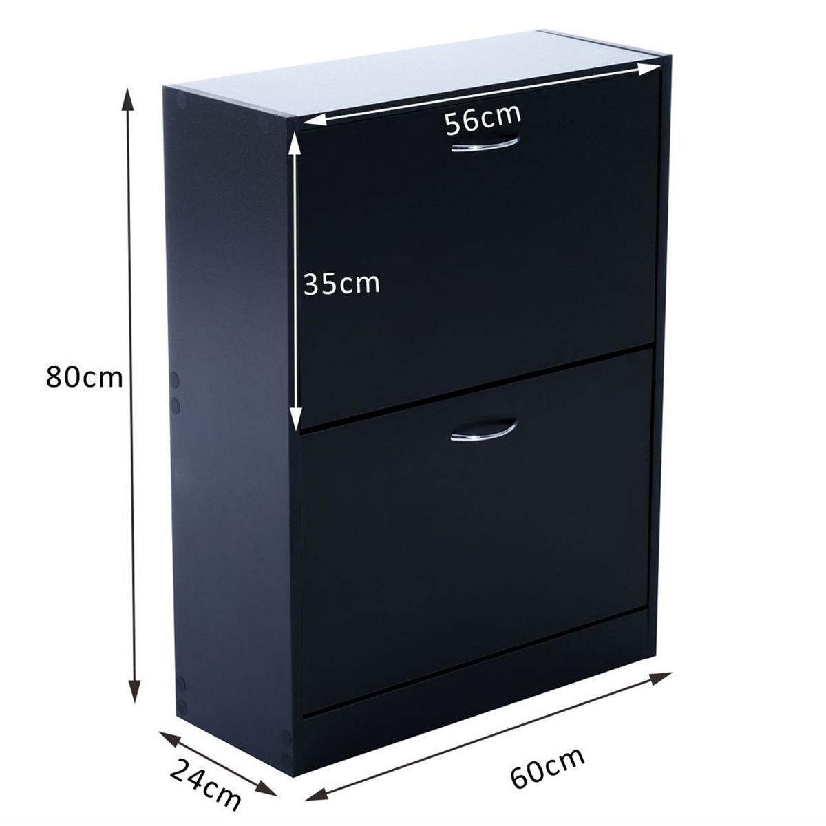 HOMCOM Meuble à chaussures double compartiment à bascule 60L x 24l x 80H cm panneaux de particules noir