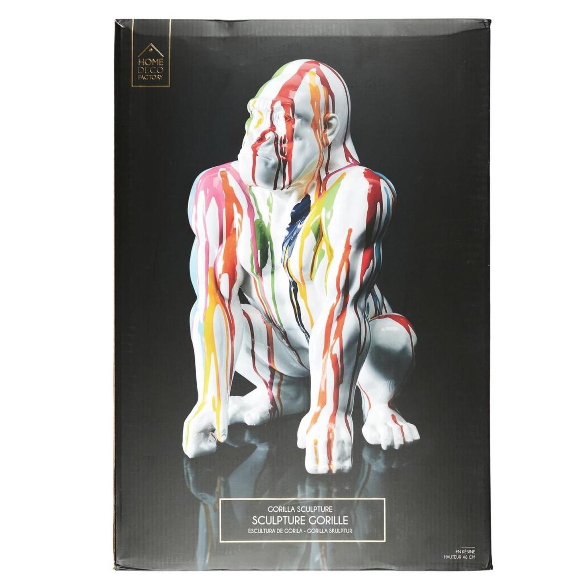 Voir la diapositive 4 : The Home Deco Factory Statuette déco gorille  rainbow  46cm multicolore