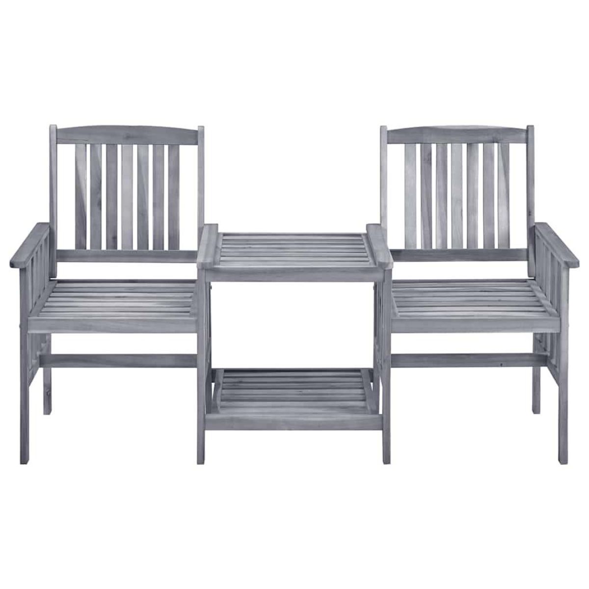 VIDAXL Chaises de jardin avec table a the et coussins Acacia solide