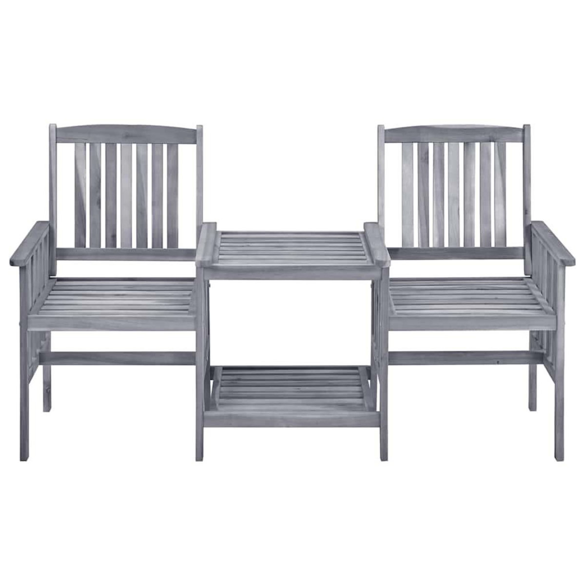 VIDAXL Chaises de jardin avec table a the et coussins Acacia solide