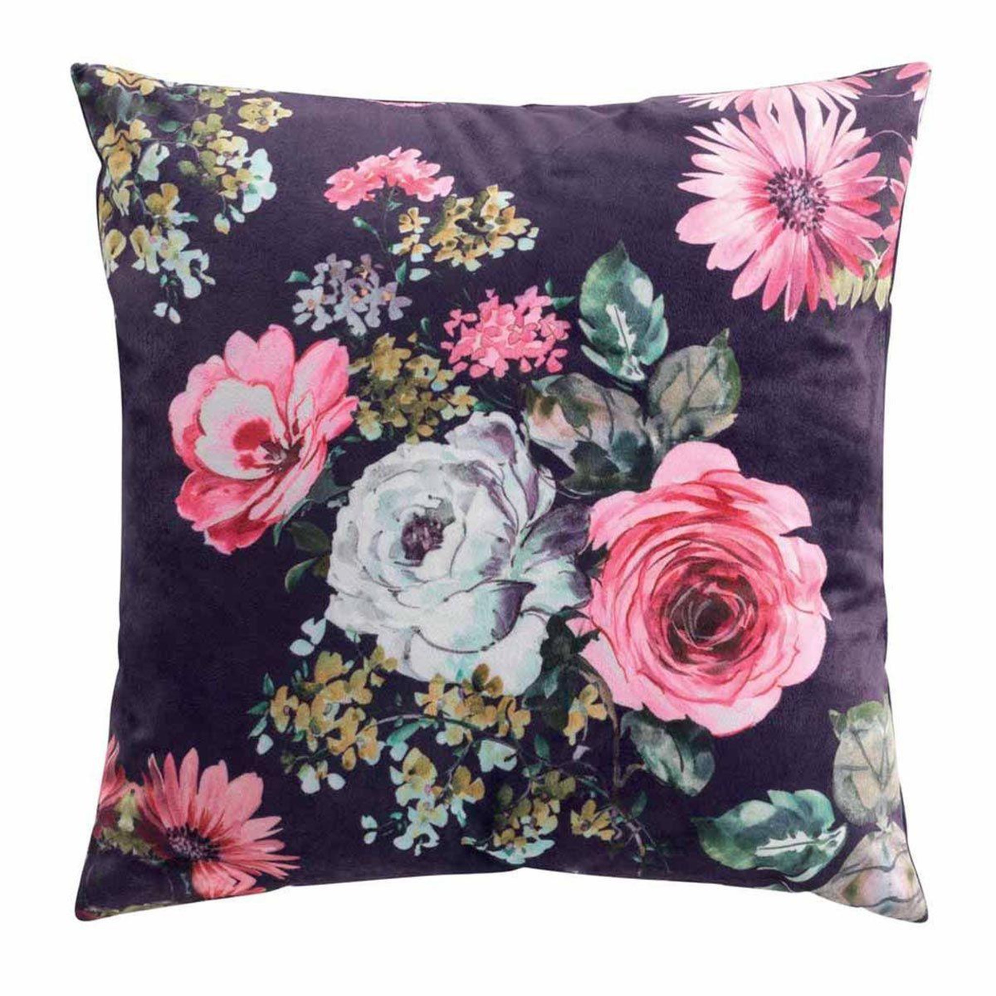 Voir la diapositive 1 : Douceur d'Intérieur Coussin imprimé déco  flower life  45x45cm prune