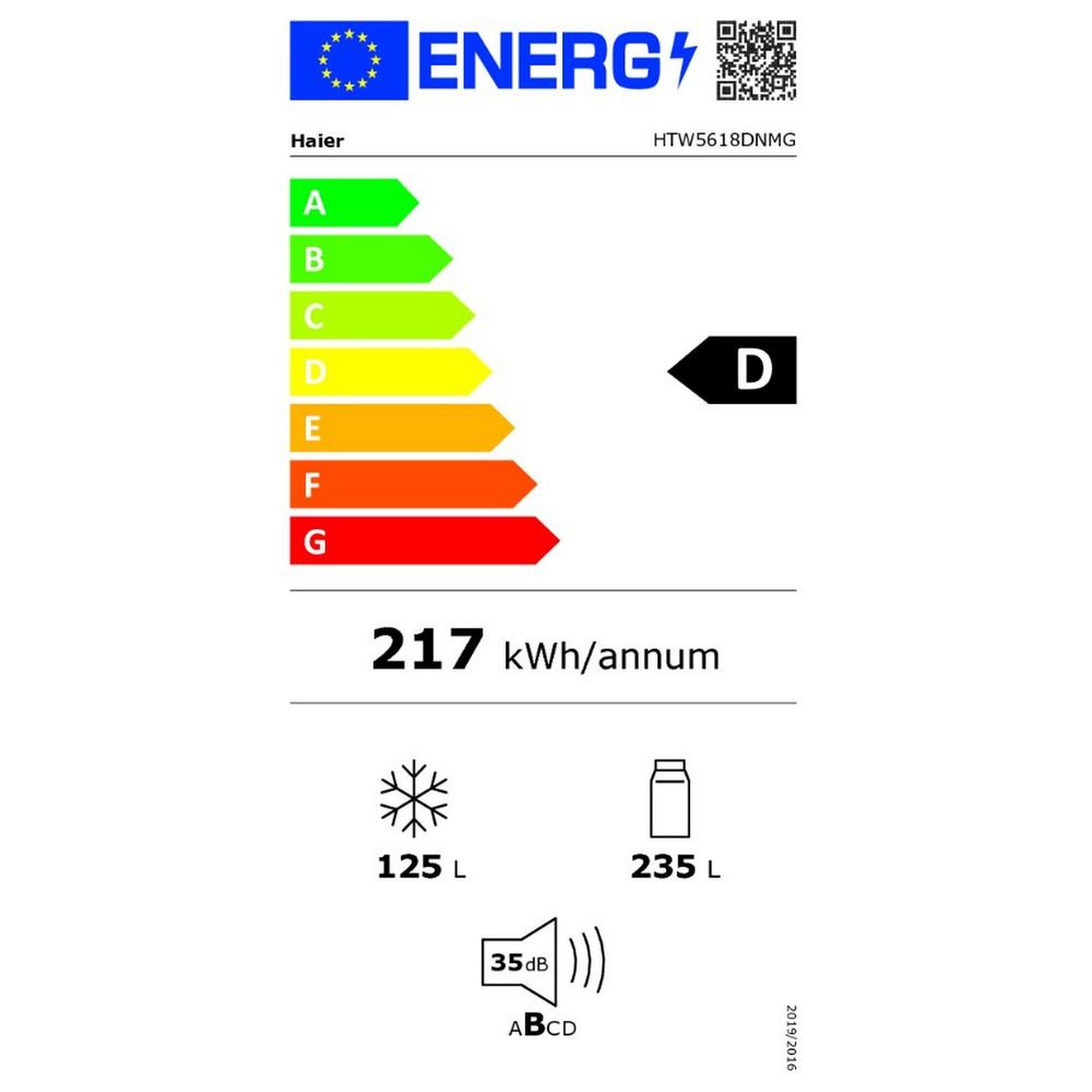 Voir la diapositive 2 : HAIER Réfrigérateur combiné 60cm 360l nofrost, inox - htw5618dnmg