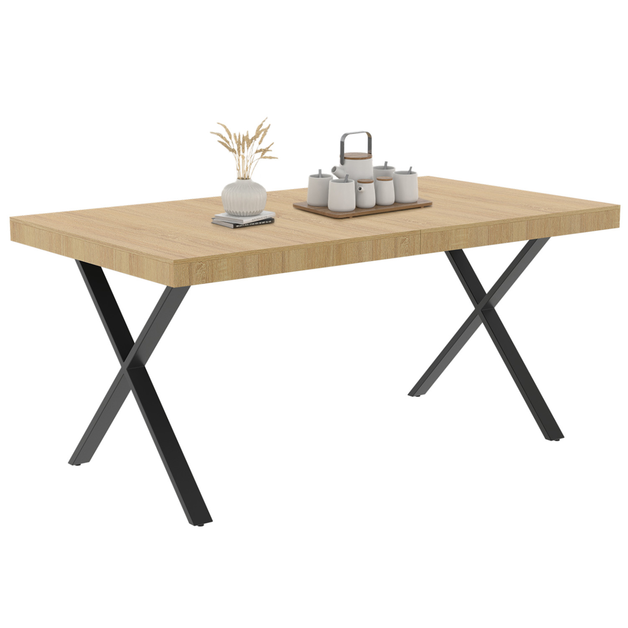 ID MARKET Table à manger rectangle alma 6 personnes design industriel 160 cm