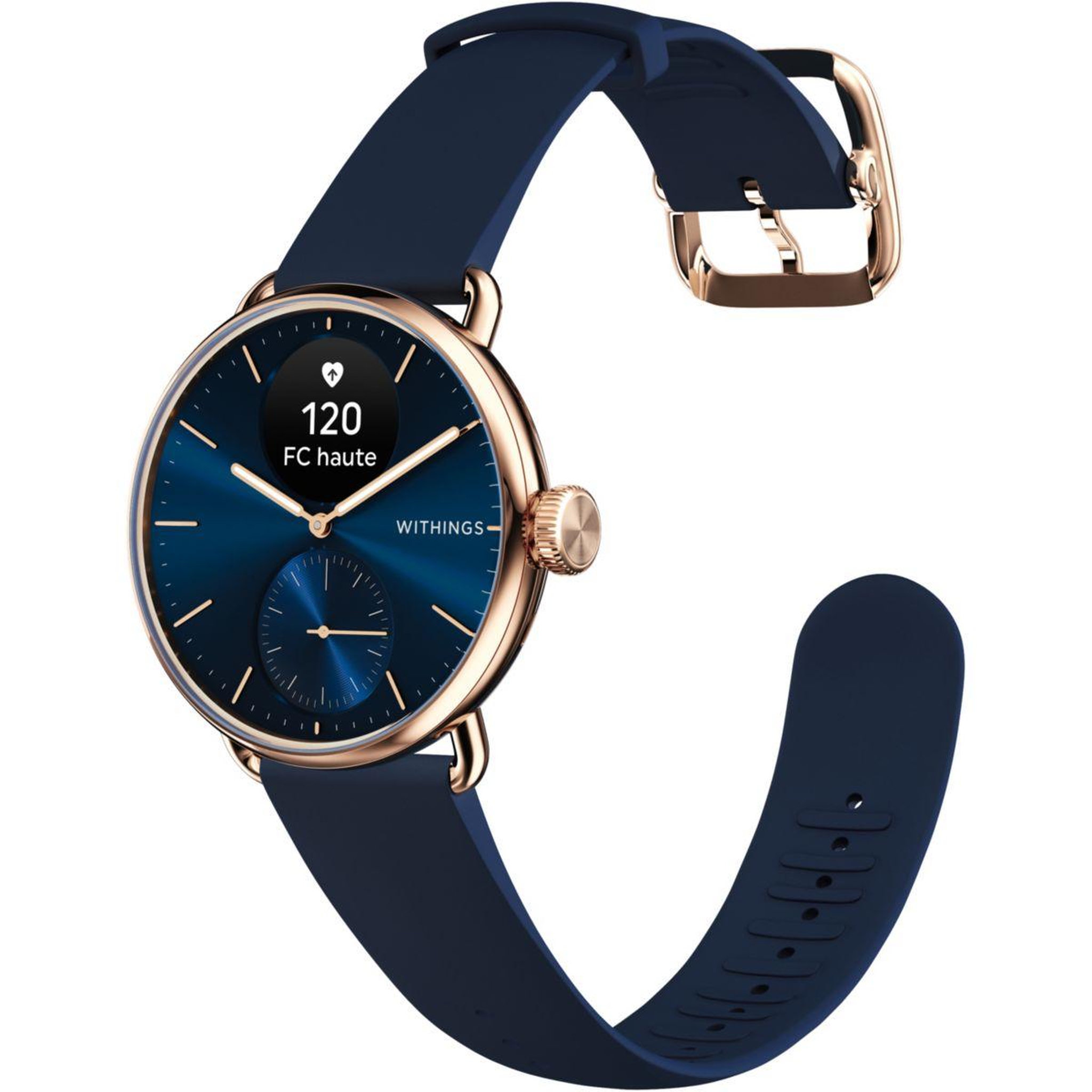 Voir la diapositive 2 : WITHINGS Montre santé Scanwatch 2 38mm Rose Gold Bleue