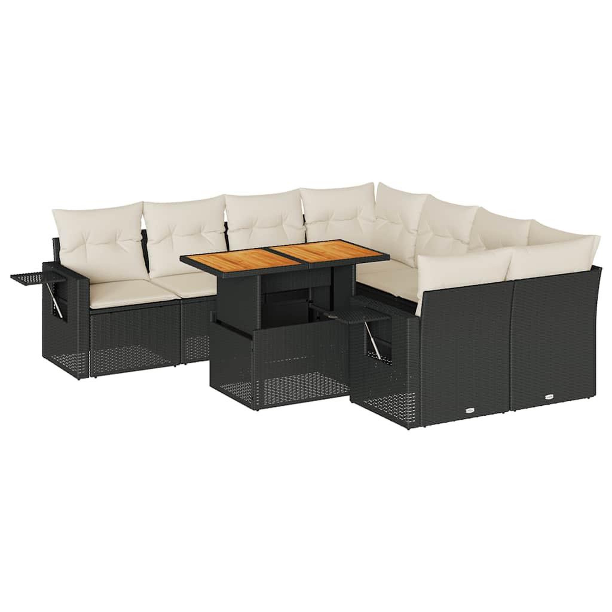 Voir la diapositive 2 : VIDAXL Salon de jardin 9 pcs avec coussins noir resine tressee