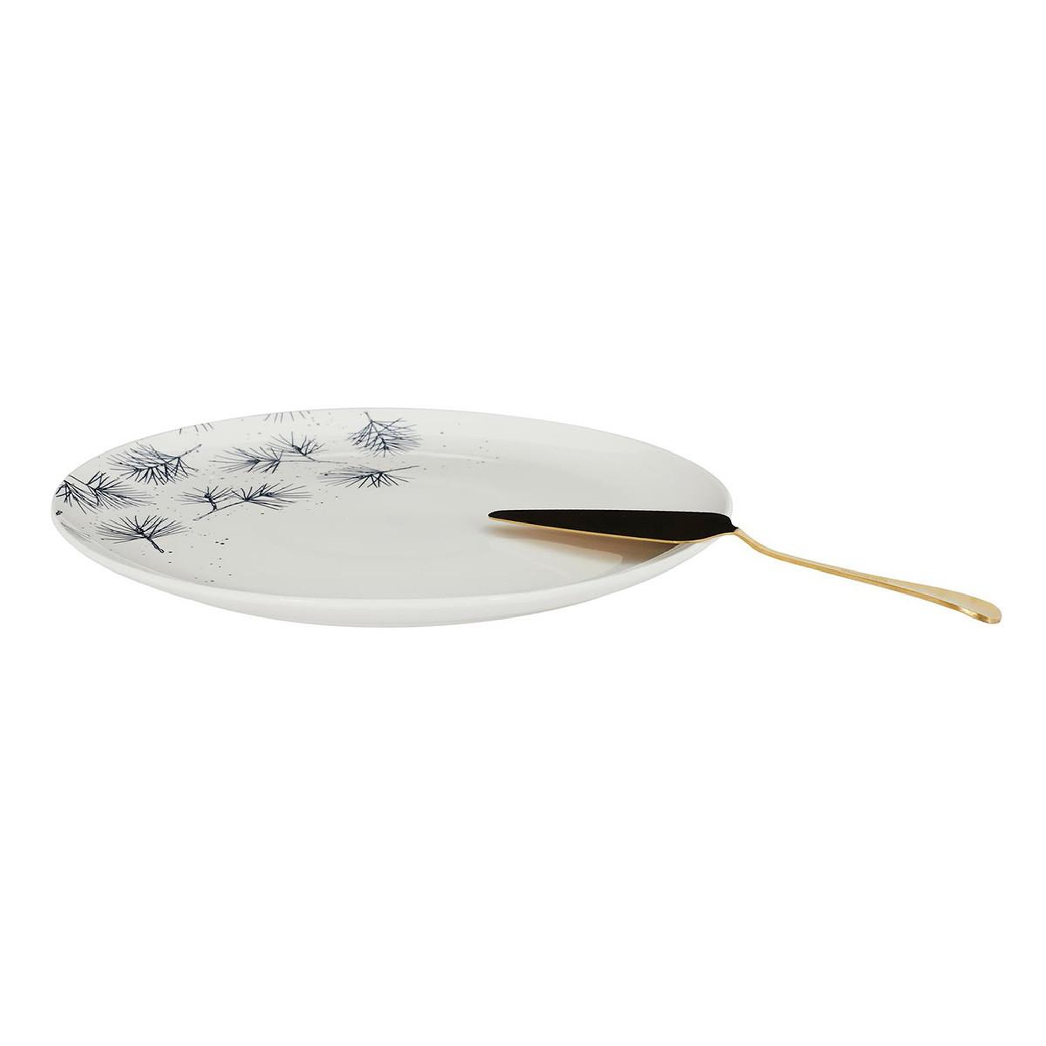 Voir la diapositive 2 : The Home Deco Factory Plat à Tarte & Pelle  Aiguilles de Pin  30cm Blanc