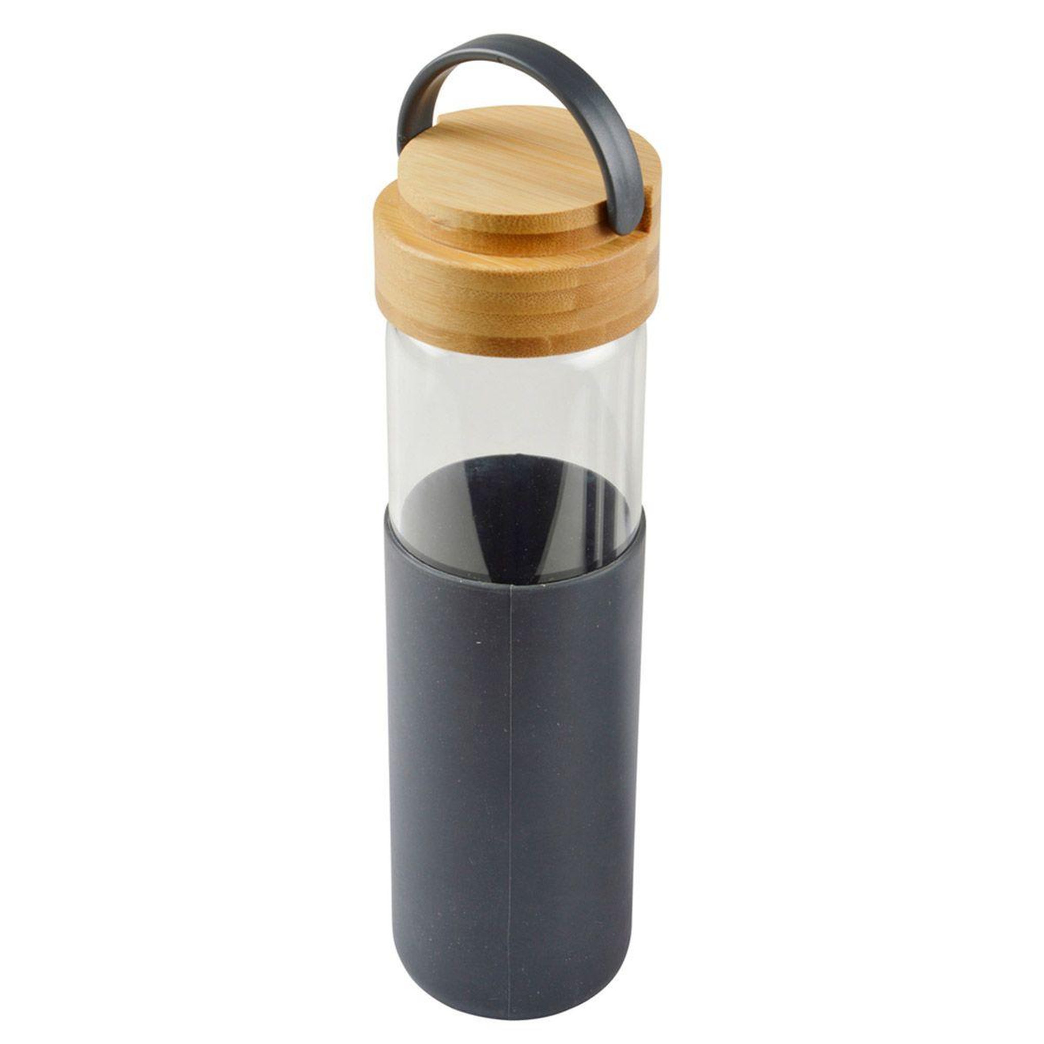 Voir la diapositive 1 : HOMEA Gourde Bouteille en Verre  Silicone  0,6L Anthracite