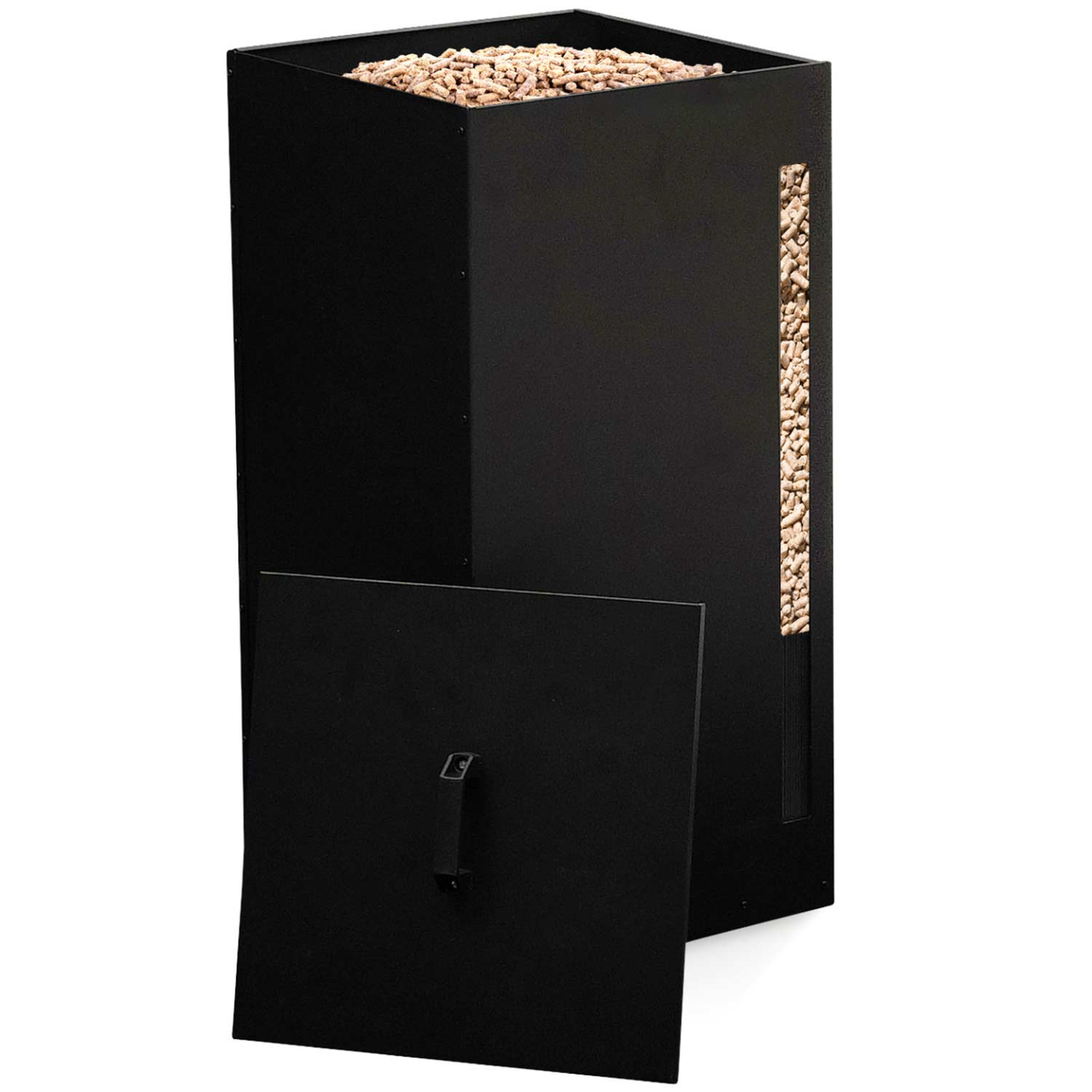 Voir la diapositive 4 : ID MARKET Réservoir à granulés 45 kg noir rangement à pellets 36 x 36 x 76 cm