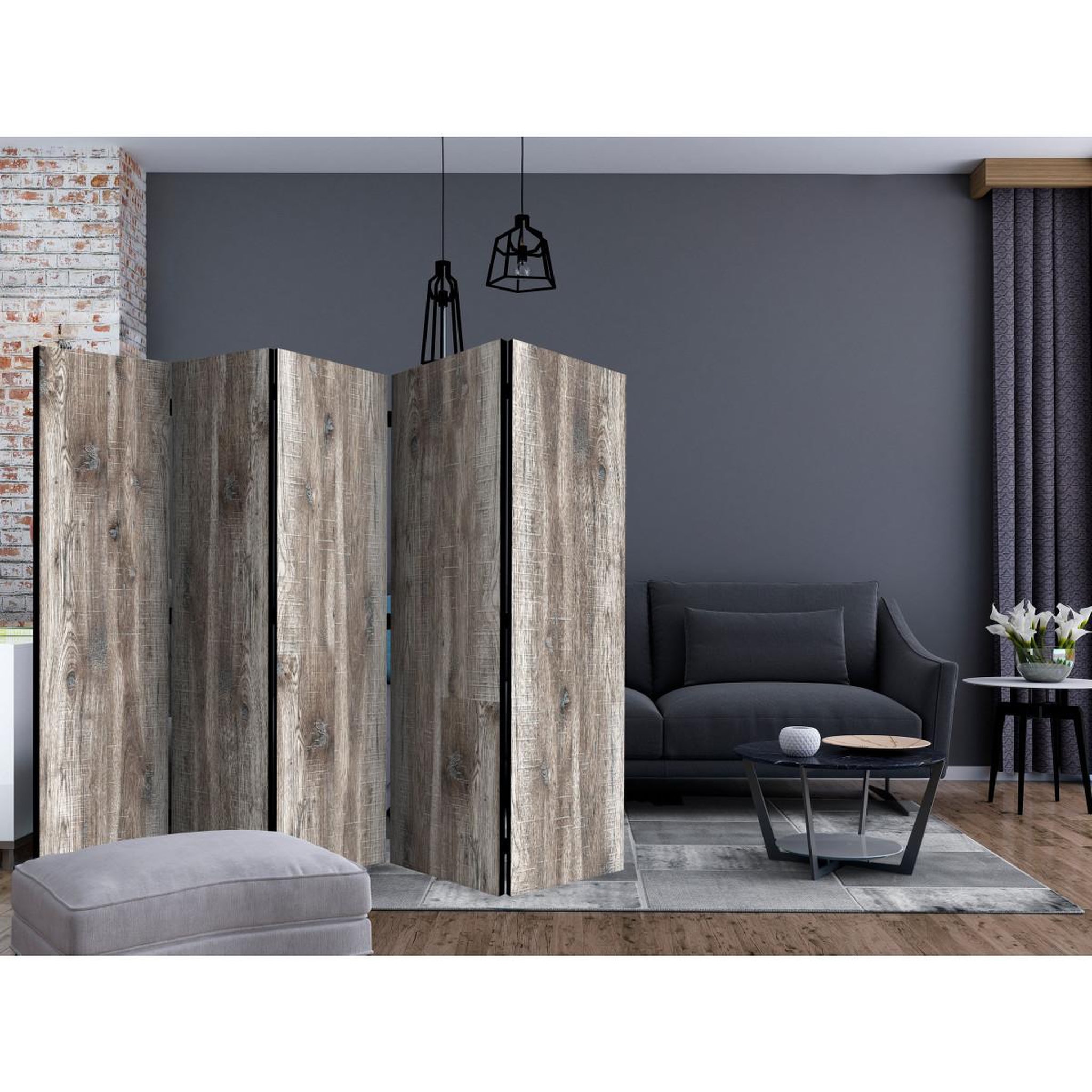 Voir la diapositive 2 : Paris Prix Paravent 5 volets  stylish wood  172x225cm