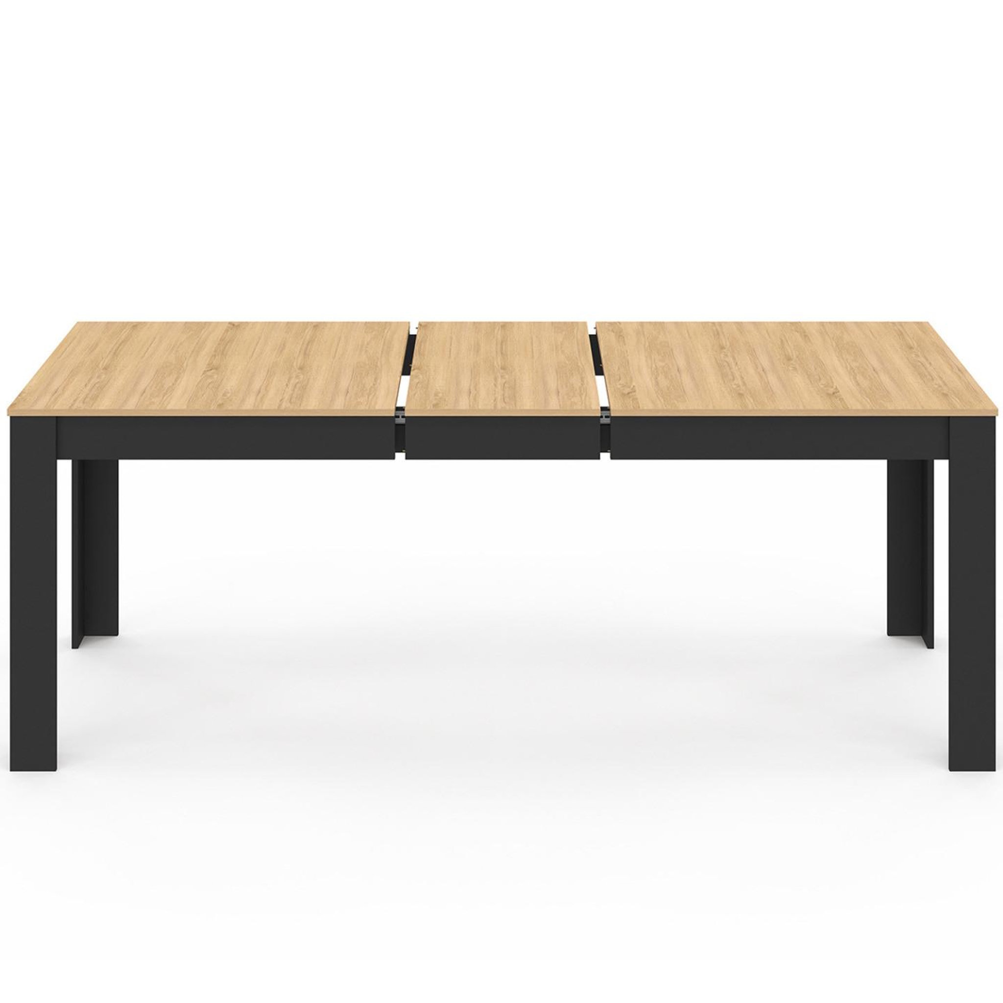 Voir la diapositive 3 : ID MARKET Table à manger extensible rectangle rozy 6-10 personnes noire plateau façon hêtre 160-200 cm