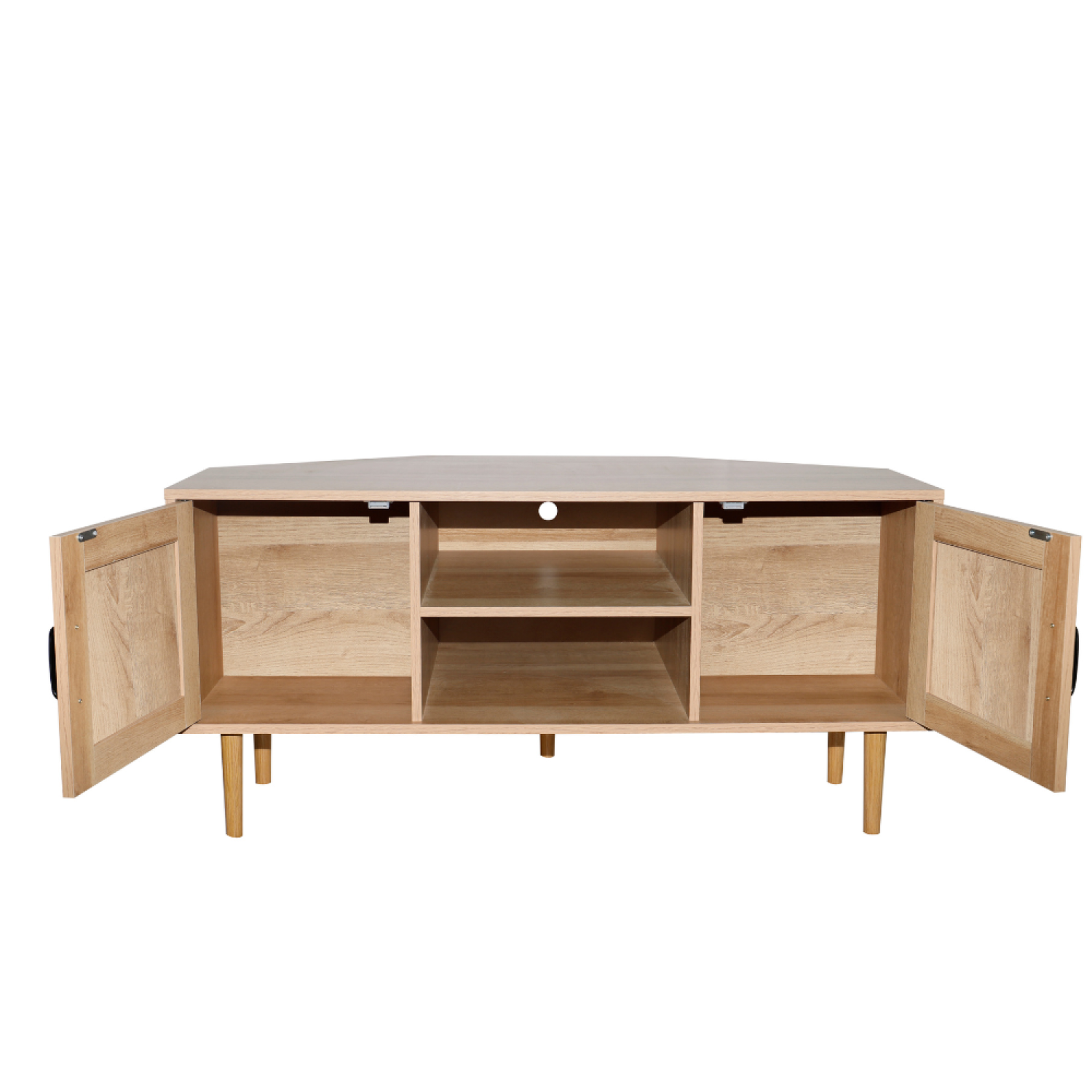 Voir la diapositive 4 : CONCEPT USINE Meuble tv d'angle 115 cm effeffet cannage artic