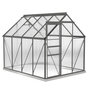 Voir la diapositive 1 : OUTSUNNY Serre de jardin polycarbonate alu 4,8 m² dim. 2,53L x 1,9l x 1,99H m lucarne réglable fondation porte coulissante gris