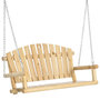 Voir la diapositive 1 : OUTSUNNY Banc suspendu 2 places charge max. 200 Kg - assise dossier à lattes, chaînes incluses - bois