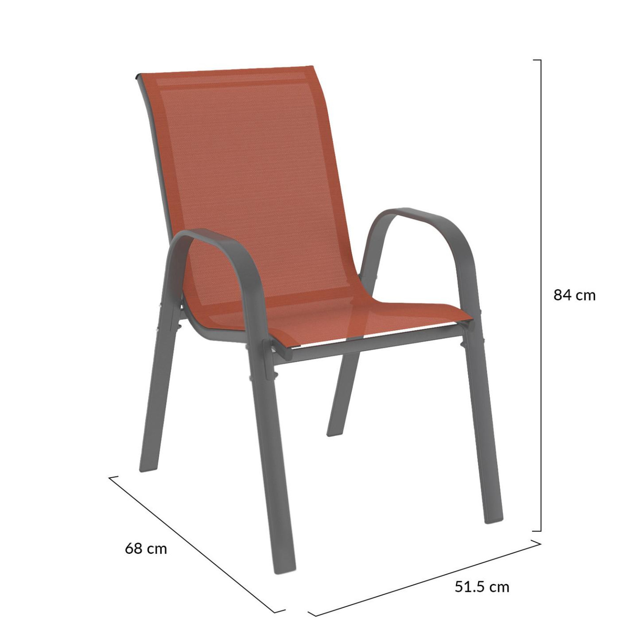 Voir la diapositive 6 : ID MARKET Lot de 6 chaises de jardin lyma métal et textilène empilables gris noir et terracotta