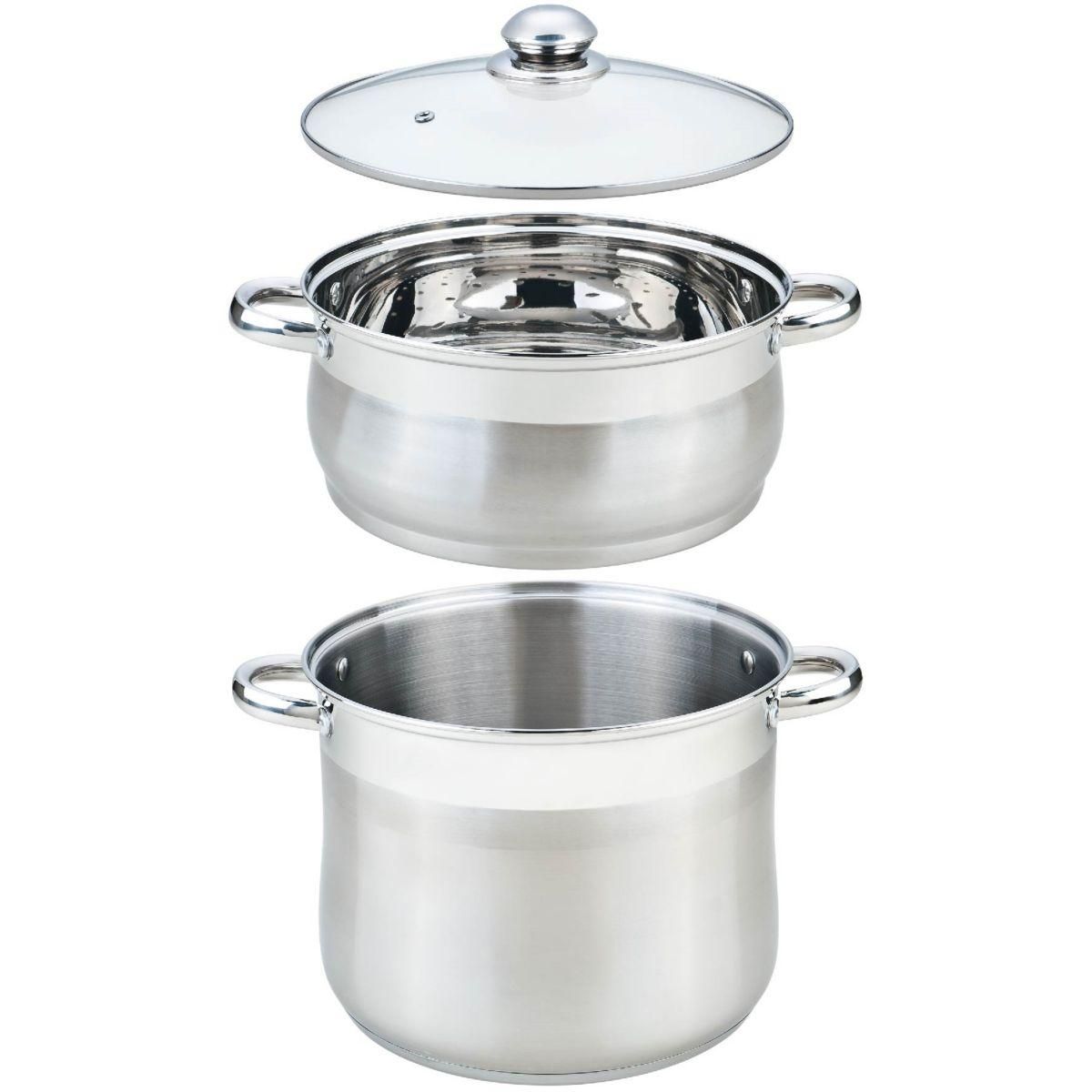 ESSENTIEL B Couscoussier Vapeur Inox diam 26 cm + couvercle verre