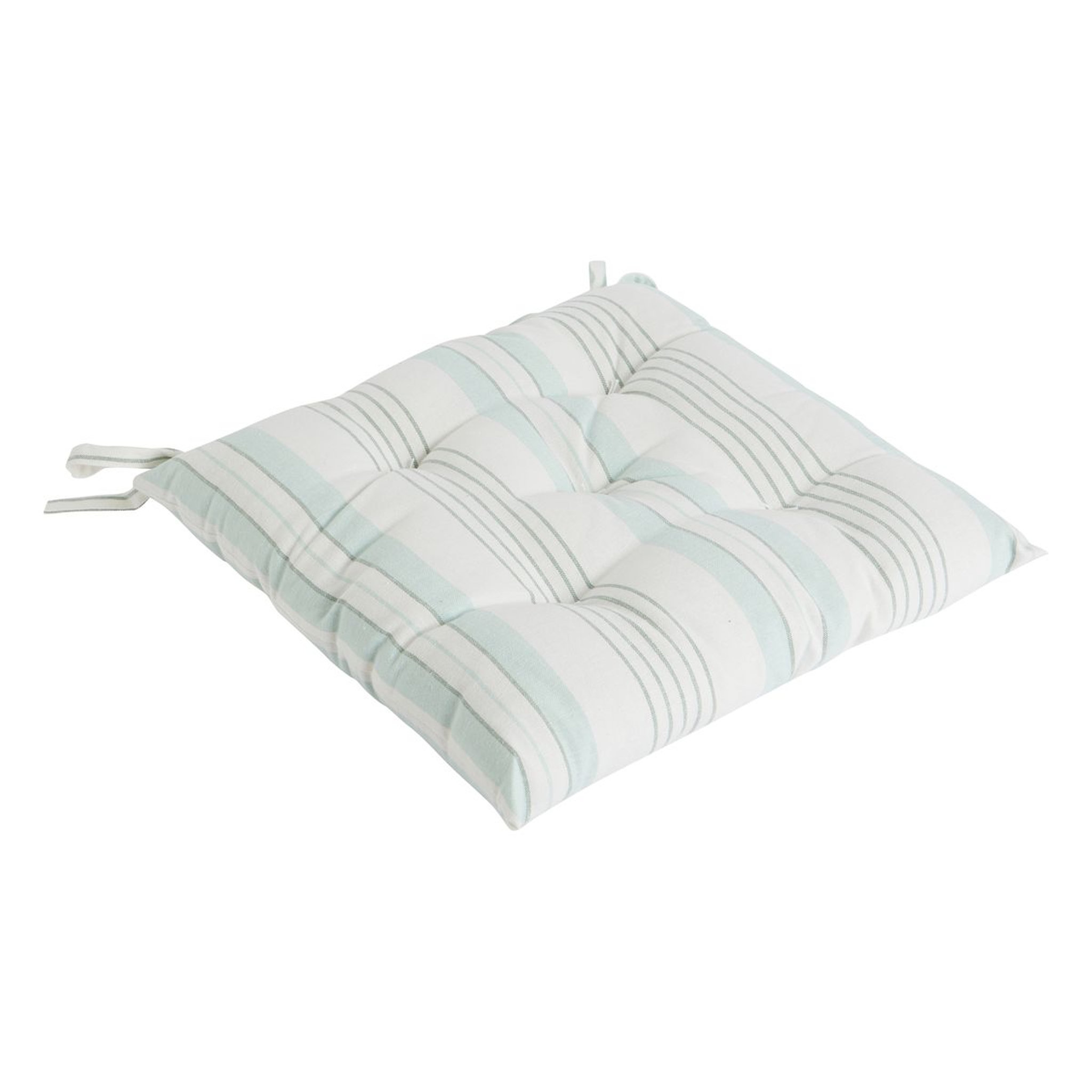 Voir la diapositive 1 : ACTUEL Galette de chaise matelassée fantaisie à nouettes en coton