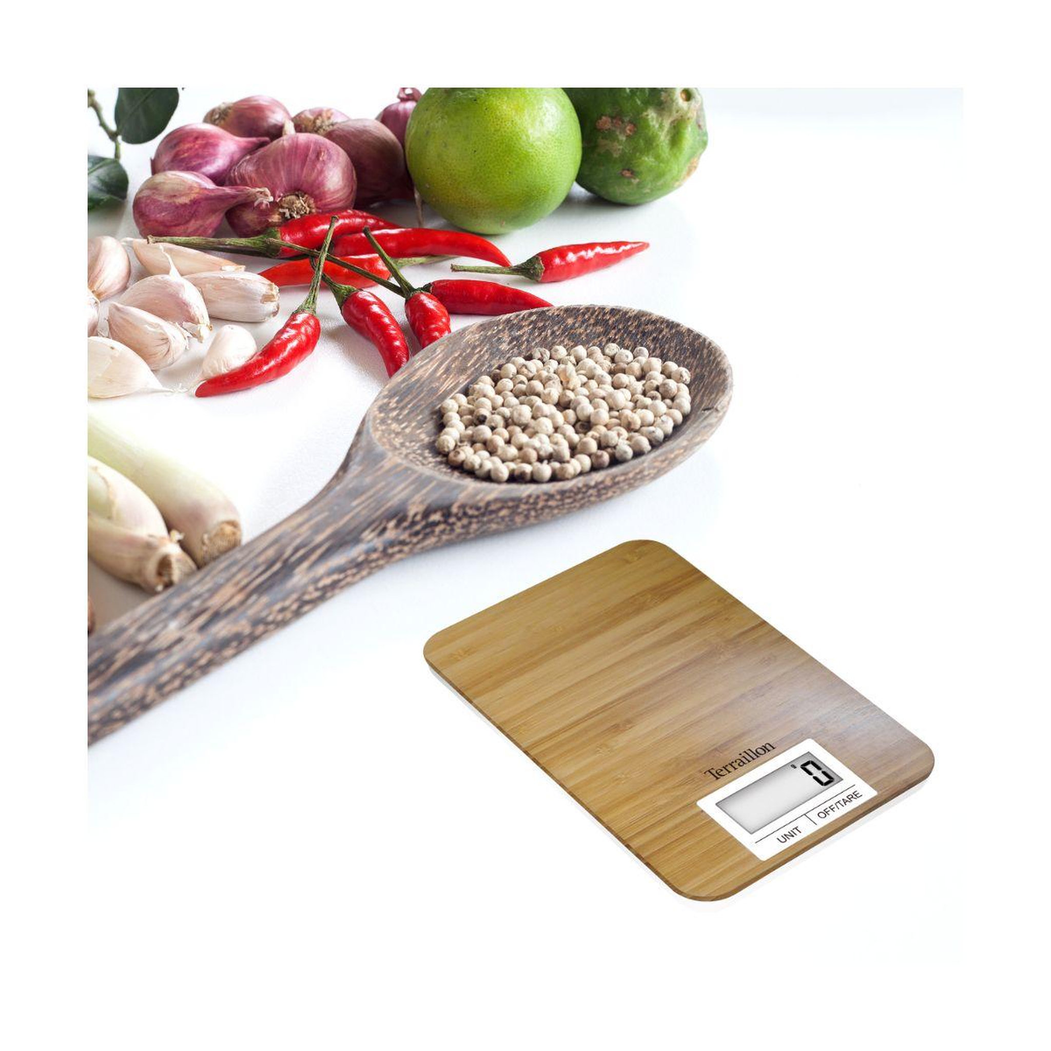 Voir la diapositive 4 : Terraillon Balance de cuisine bamboo