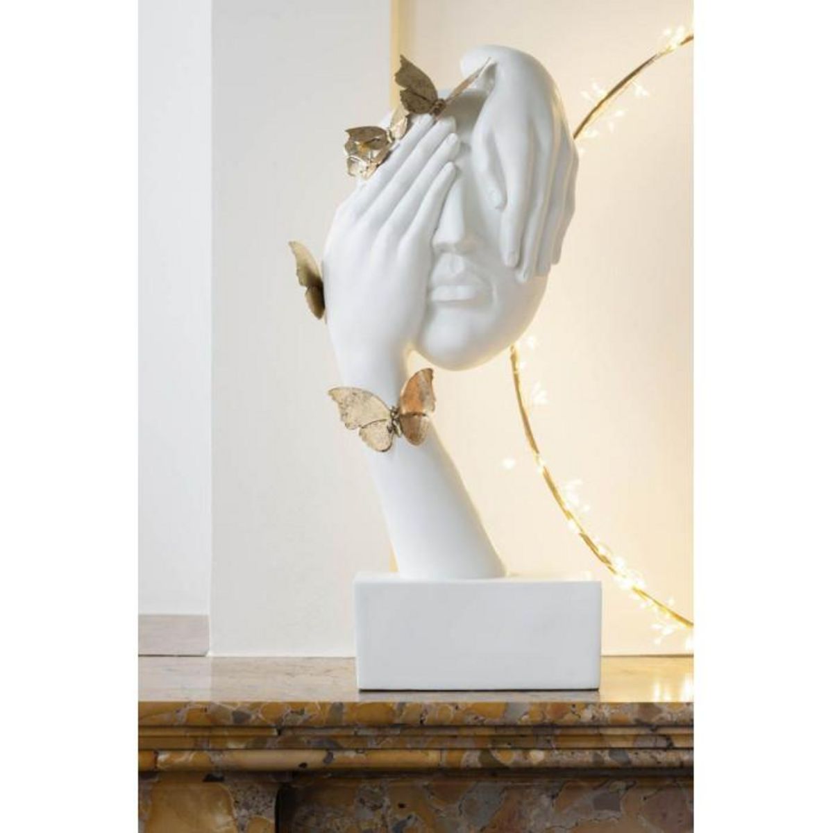 Paris Prix Statuette Déco Visage  Papillons  54cm Blanc