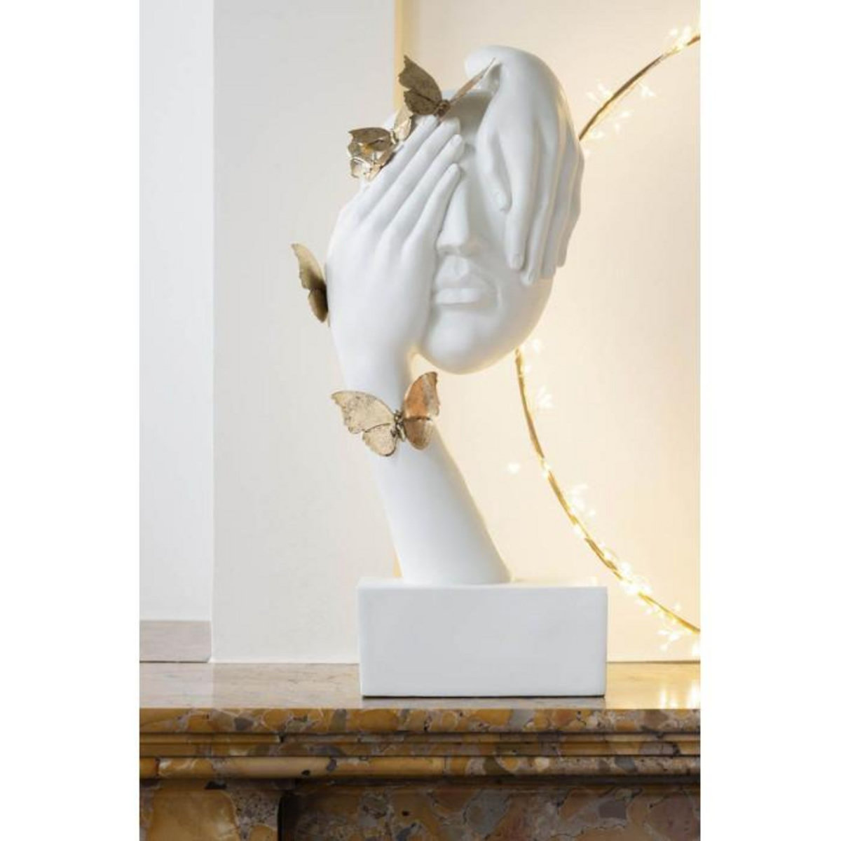 Paris Prix Statuette Déco Visage  Papillons  54cm Blanc