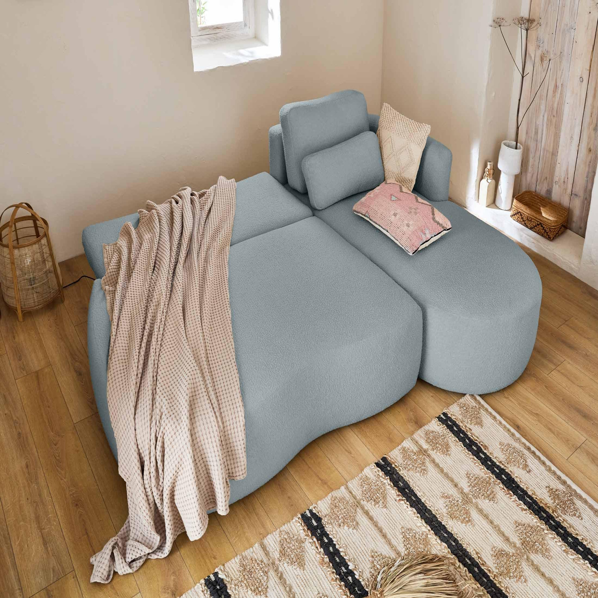 Voir la diapositive 2 : LISA DESIGN Mahina - canapé d'angle droit - 4 places - convertible avec coffre - en tissu bouclette